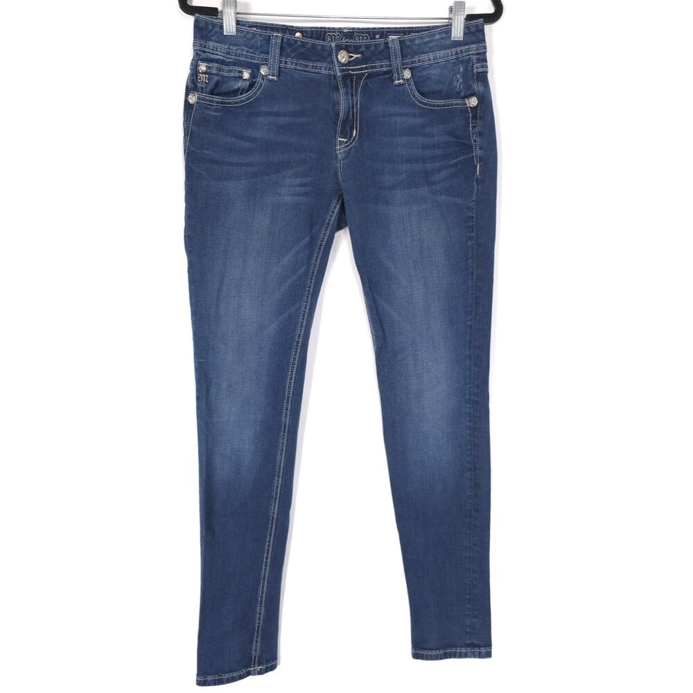 MISS ME Women's Jeans 30 Blue Midi Rise Skinny Stretch JSS408G